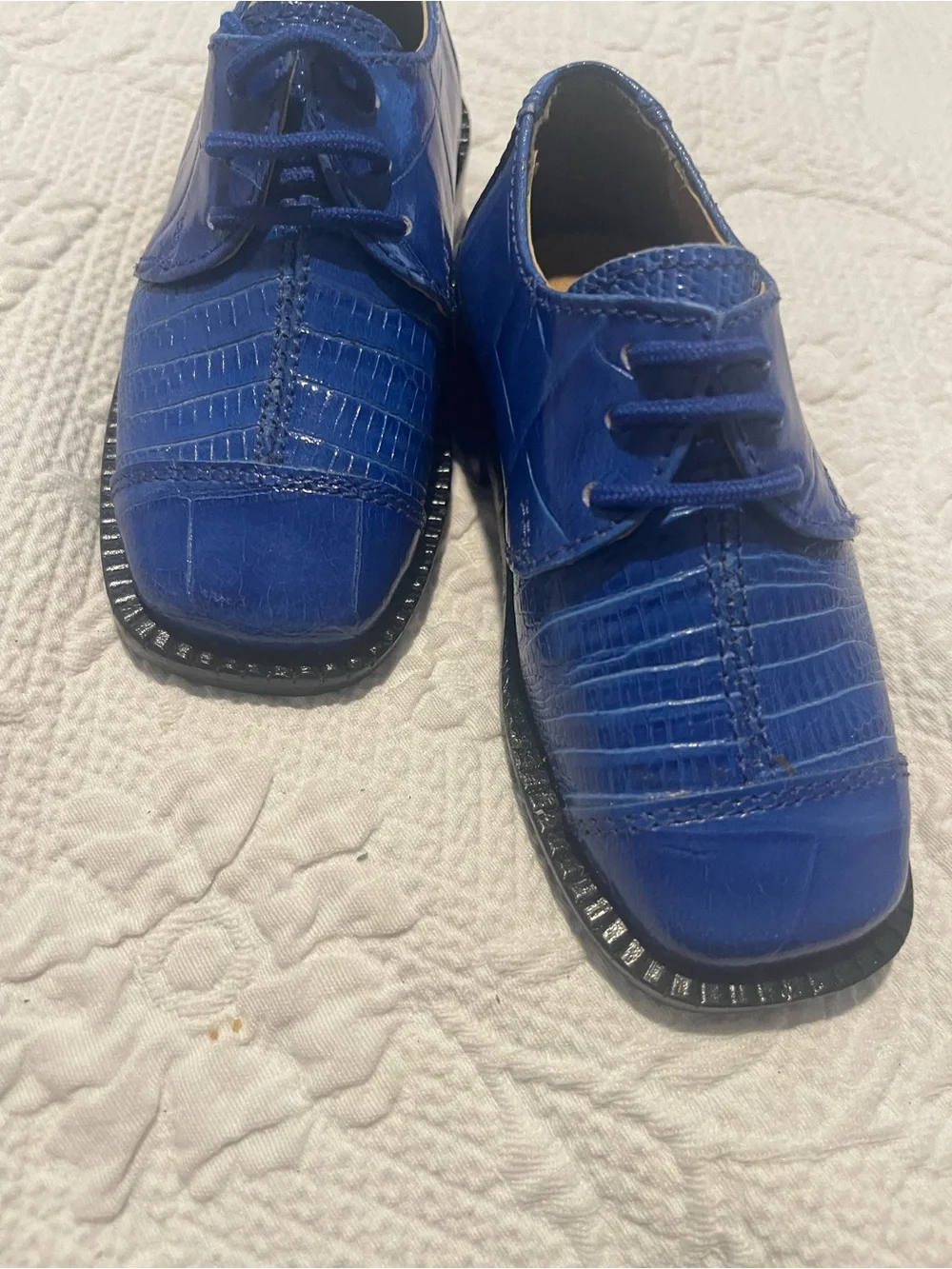 Gliders Toddlers Size 6 Royal Blue Leather Lace up Lace-Up Dress Shoes